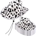 thumbnail image 1 of Sombrero vaquero SGBETTER con estampado de vaca, blanco y negro, paquete de 8, 1 of 7