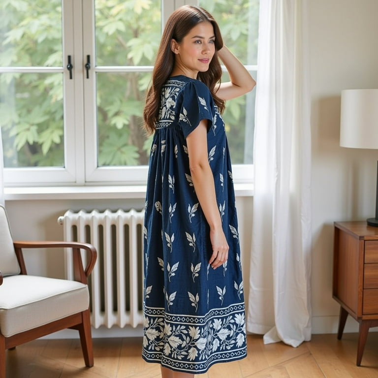 Cotton Duster Plus Size Summer Gown - Short Sleeve Blue Lounger Dress with Sweetheart Neck - Walmart.com Cotton Duster Plus Size Summer Gown - Short Sleeve Blue Lounger Dress with Sweetheart Neck - Walmart.com