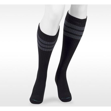 Juzo Men's Power Comfort Socks - 20-30mmHg Standard Retro Stripe Black Large Standard 2601ADS11 L