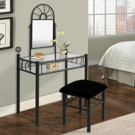 Home Source Black Vanity & Upholstered Bench
