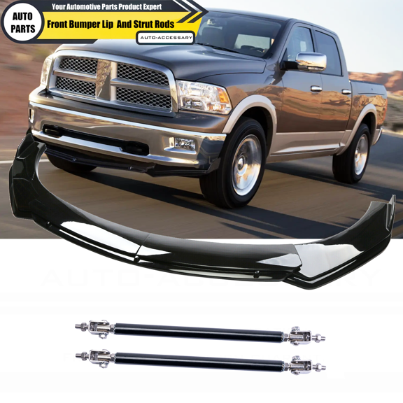 For Dodge Ram 1500 Front Bumper Lip Splitter Spoiler Body Kit Glossy Black