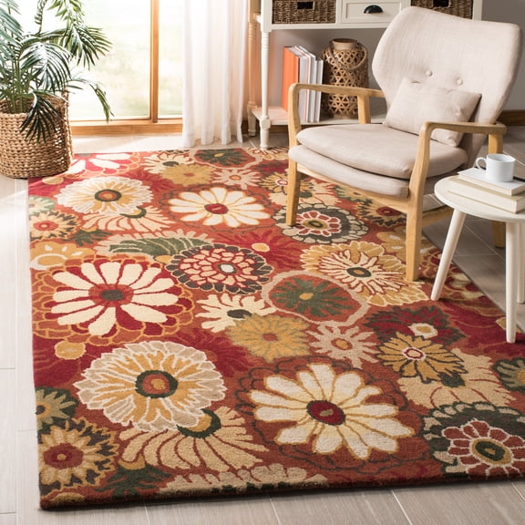Safavieh Jardin Jackalyn Floral Wool Area Rug, Orange/Multi, 5' x 8'