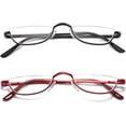 thumbnail image 2 of GFDYREE Half Reading Glasses Half Rim Metal Frame Glasses Spring Hinge Readers for Men and Women, 2 of 6
