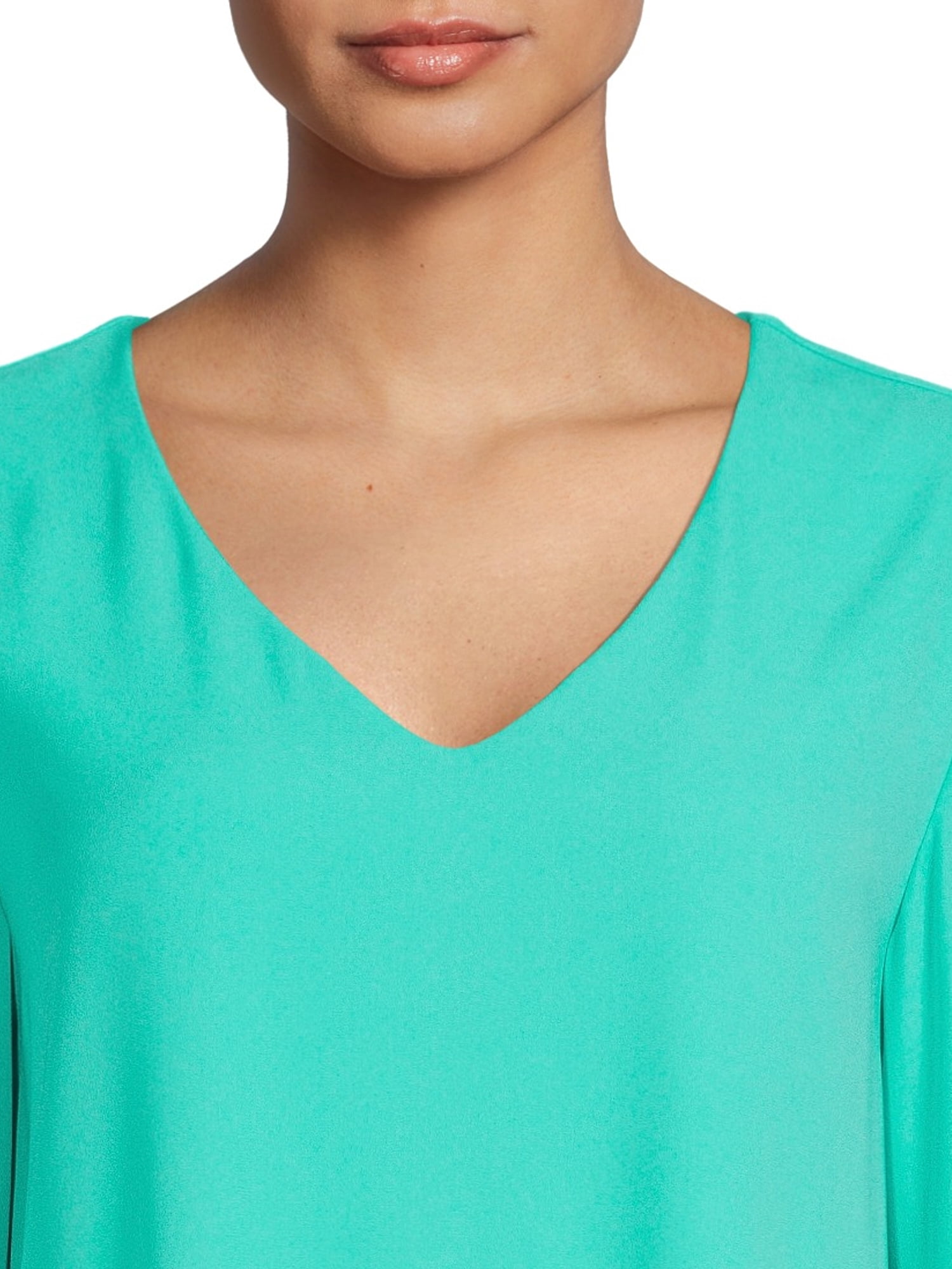 Nine.Eight Women V-Neck Flounce Sleeve Above Knee Shift Dress