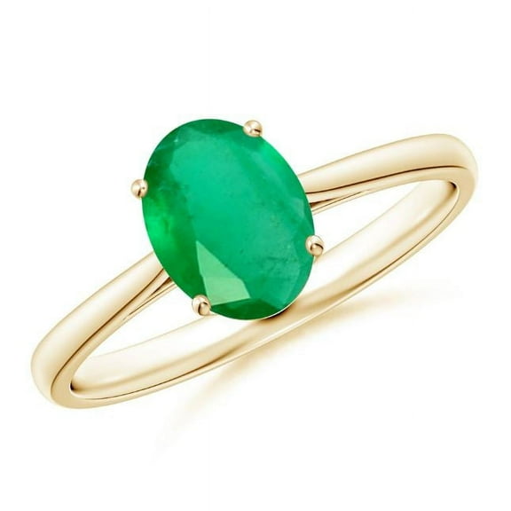 Oval Shape Green Emerald Cocktail Band Ring Women 925 Sterling Silver Yellow Gold Plated May Birthstone Valentine Day Birthday Gift Gemstone Jewelry