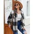 thumbnail image 7 of Weardear Womens Plus Size Shacket Jacket Flannel Plaid Long Sleeve Button Down Shirts Casual Fall Blouses Tops, 7 of 7