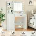 thumbnail image 5 of Vanity Desk with Mirror & Lights, 3 Lighting Modes, Open Shelves, White, 5 of 9