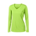 thumbnail image 5 of Sport-Tek Ladies Long Sleeve PosiCharge Competitor V Neck Tee-XL (Lime Shock), 5 of 6