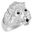 thumbnail image 3 of RYLOS Sterling Silver Lion Head Ring Color Stone Birthstones Eyes and Mouth Fun Designer Rings Sapphire Jewelry Size 8, 3 of 8