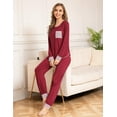 thumbnail image 2 of SWOMOG Ensemble de Pyjama pour Femmes, Haut à Manches Longues avec Pantalon, 2 Pcs, Vêtement de Nuit, Ensemble de Pyjama en Modal Doux, 2 of 6