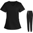 thumbnail image 3 of Camisetas para Mujer Verano Otoño Manga Corta Cuello En V Trabajo Scrub Plain Tops Camisas Mujeres 2024, 3 of 5