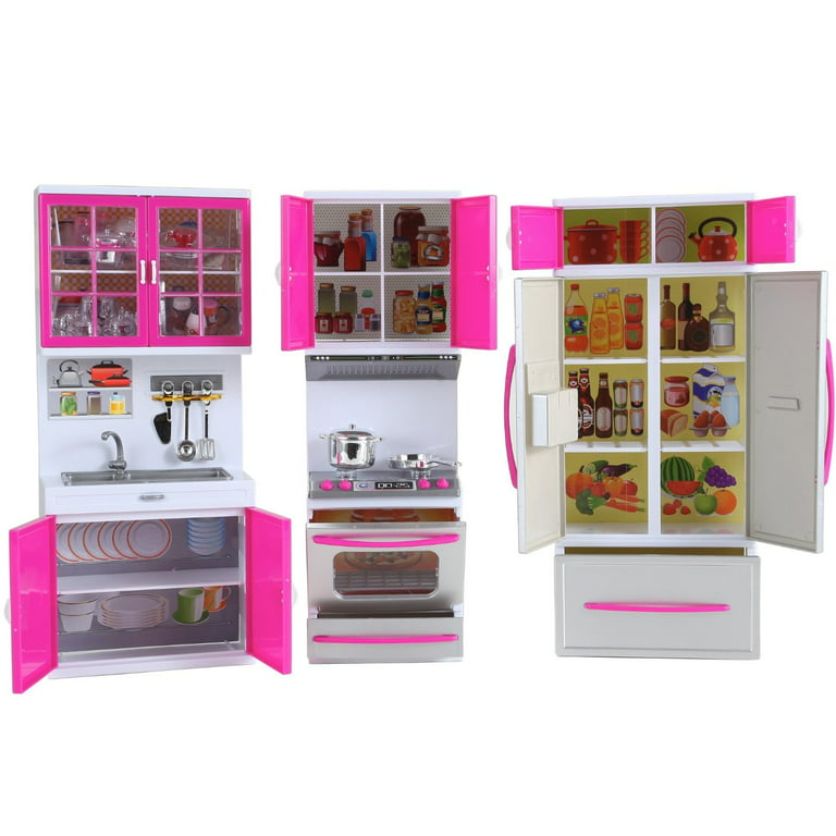 Kitchen Connection My Modern Kitchen Full Deluxe Kit Kitchen Playset with Toy Doll, Lights, and Sounds