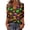 Earthy Yellow, variant on Funny Bat Pumpkin Skeleton Print Halloween Costume for Women, V Neck 3/4 Sleeve Loose Tunic Halloween Holiday Wear