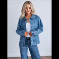 thumbnail image 4 of Chaqueta Vaquera Extragrande para Mujer, Informal, de Larga, con Botones, para Otoño Azul L, 4 of 10