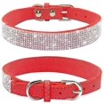 thumbnail image 1 of 2 collares rojos para perro talla XS con pedrería, hechos de cuero sintético suave., 1 of 5