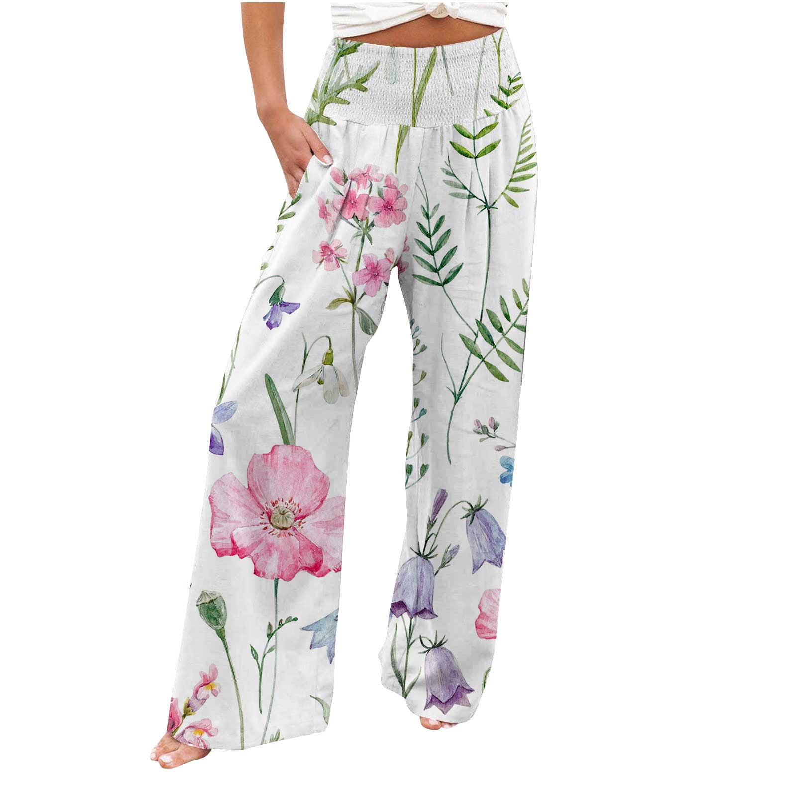 KIHOUT Women's Comfortable Printed High Waist Leisure Pants Sweatpants Yoga  Pants