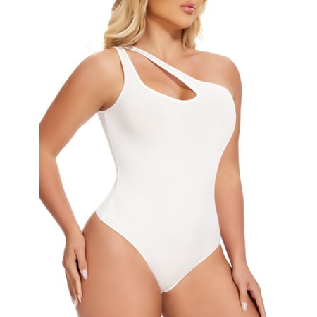 MISS MOLY Women s One Shoulder Bodysuit Cutout Front Sleeveless Thong Bodysuit Backless Tank Tops Leotard