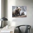 thumbnail image 3 of Nawypu Grizzly Bear Wall Art Decor: Grey Bear Mama and Cubs Framed Pictures Woodland Animal Poster Snowy Winter Canvas Prints for Baby Kids Room Nursery Cabin Decorations Birthday Christmas Gift, 3 of 4