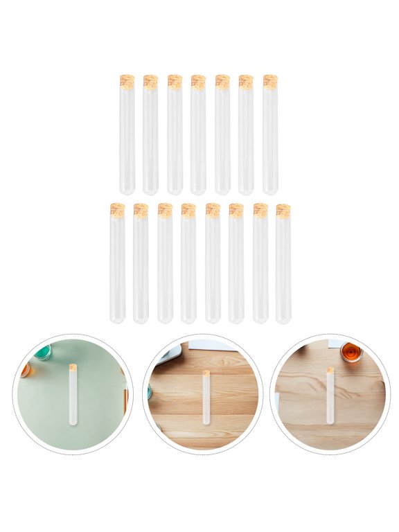 Clear Round Bottom Test Tubes with Tightly Fitting Corks 15Pcs