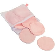 S&T INC. Reusable Makeup Remover Pads with Laundry Bag, Pink, 4.25 inch Diameter, 16 Pack