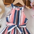 thumbnail image 4 of Zanarzt Toddler Girls Summer Dress Toddler Girl Dress Bow Strap Smocked Summer Outfit Birthday Party Clothes Back to School Clothes Dark Blue,7-8 Years, 4 of 5