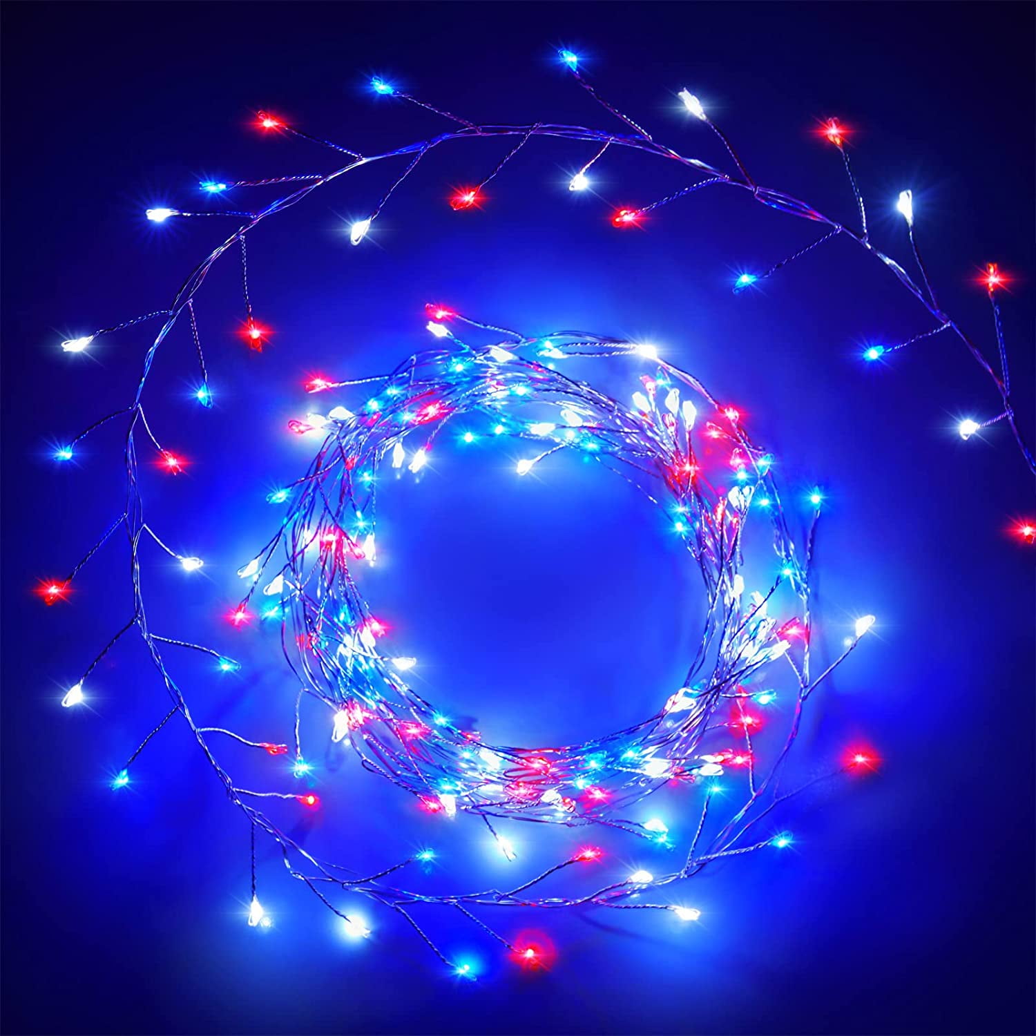 Minetom 4th of July Decorations Firecracker Lights - 200 LED Patriotic ...