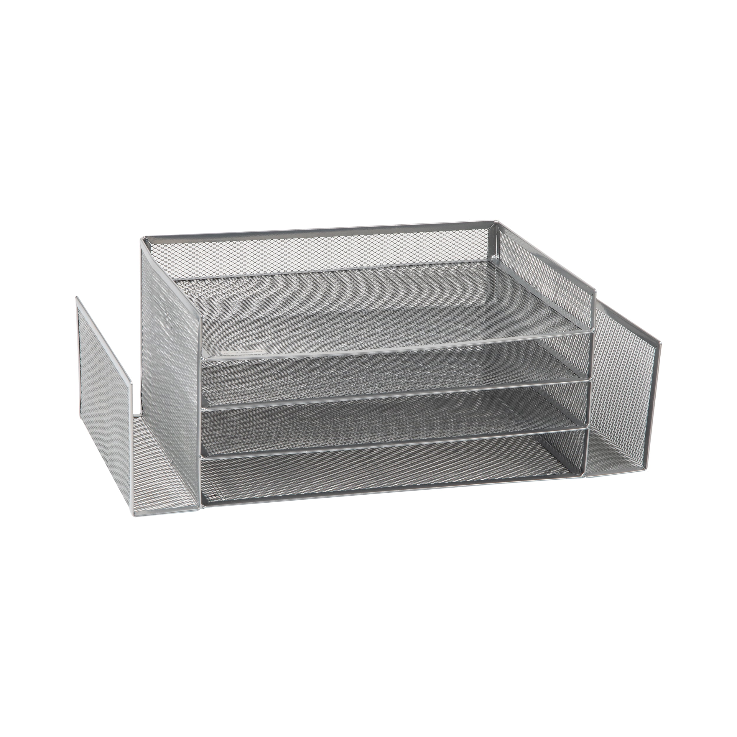 Mind Reader Desktop Organizer, File Storage, Paper Tray, Workspace, Office, Metal, Silver