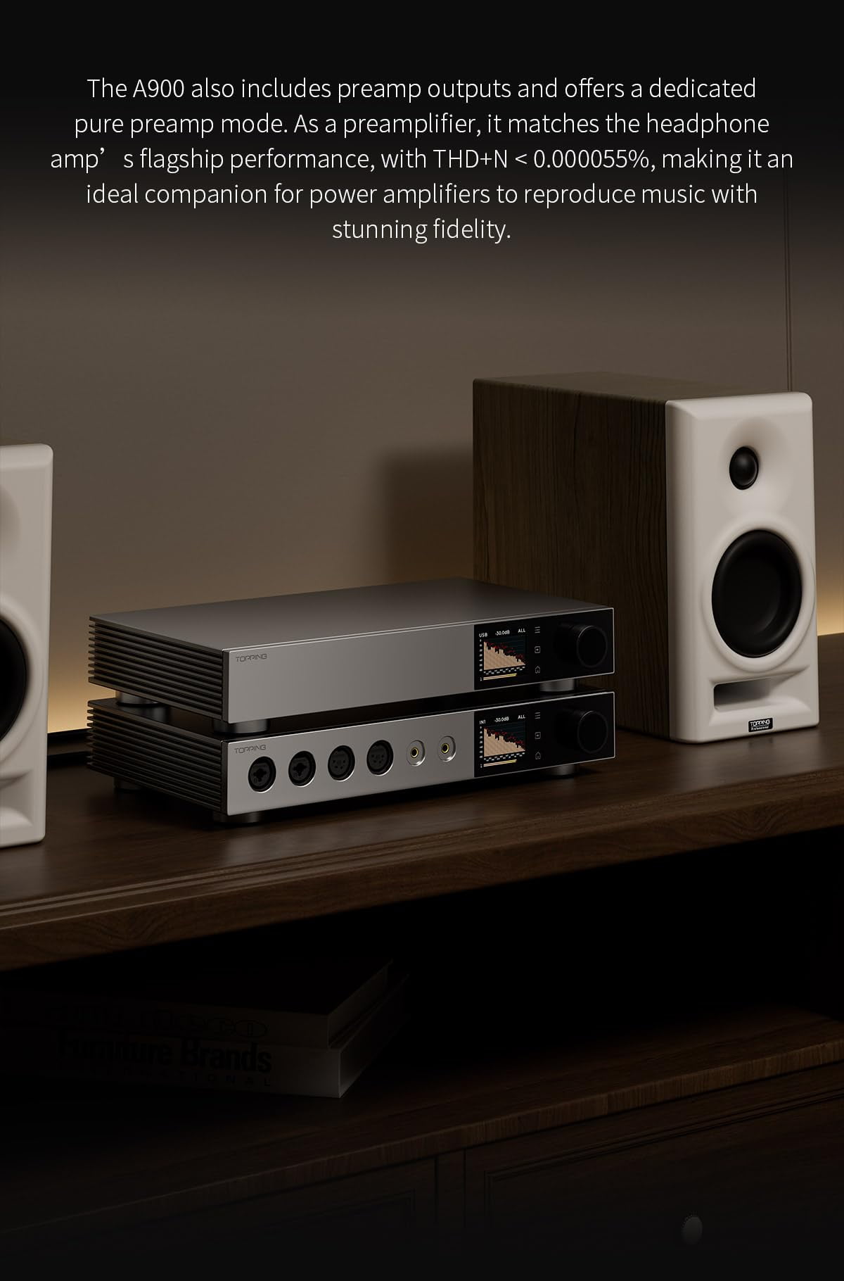 Topping A900 Ultra-Flagship Headphone Amplifier Preamplifier, with Remote Control,Silver