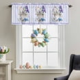 thumbnail image 3 of Valance Curtains for Kitchen Windows Easter Rabbit in Tea Cup Rod Pocket Valance Lilies Purple Stripes Short Window Curtain Topper for Bedroom Living Room Bathroom 54x18in,1&nbsp;Panel, 3 of 9