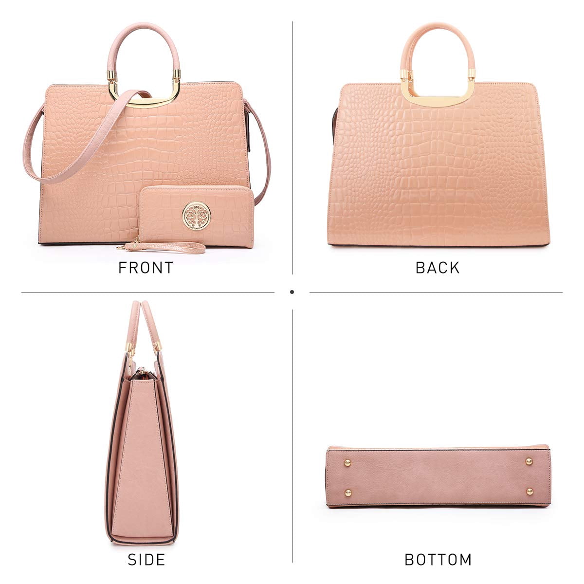 Dasein Women Handbag Top Handle Shoulder Bag Tote Satchel Purse Work Bag with Matching Wallet