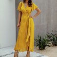 thumbnail image 4 of SMihono Robe d'Été pour Femmes Grande Taille Été Femmes Aguichant à Col en V Imprimée Dames à Manches Courtes Robe de Plage Décontractée, 4 of 7