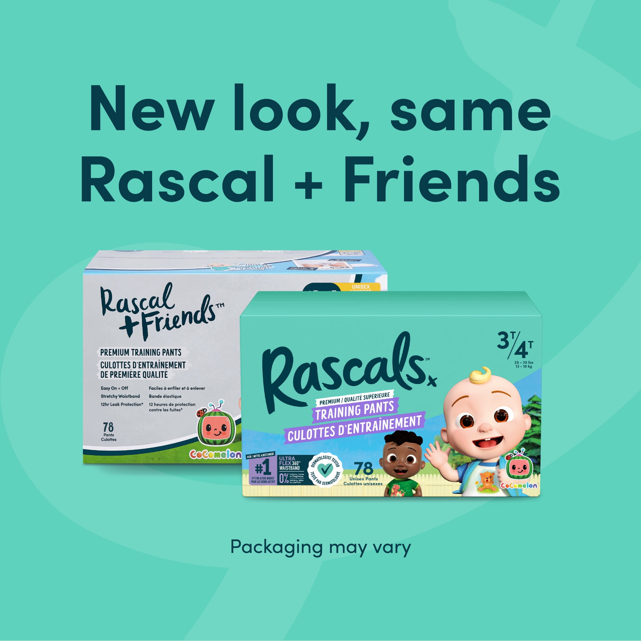 Rascals Premium CoComelon Training Pants, Unisex, Sizes 3T-5T, 32-36 count