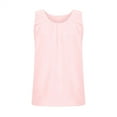 thumbnail image 5 of QLEICOM Women's Summer Basic Sleeveless Crewneck Casual Tank Tops Loose Shirts Pleated Solid Color Loose Fit Workout Yoga Vest Shirt Going Out Tee Pullover Blouses Pink S, 5 of 7