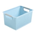 thumbnail image 1 of Yuarrent Caja de plástico duradera - Organizador de almacenamiento apilable para habitación o dormitorio Ahorre espacio cuando no esté en la Almacenamiento y organización del hogar azul S, 1 of 6