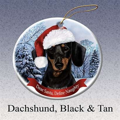 Holiday Pet Gifts Rottweiler Santa Hat Dog Porcelain Christmas Tree Ornament 