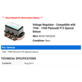 thumbnail image 2 of Regulator - Compatible with 1946 - 1948 Plymouth P15 Special Deluxe 1947, 2 of 2