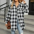 thumbnail image 5 of Wiyuqeen Vintage Plaid Coats Women Dressy Casual Lapel Jackets with Chest Pocket Ladies Button Down Long Sleeve Shacket Fall Winter Jackets, 5 of 8