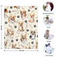 thumbnail image 4 of Cartoon Corgi Dog and Footprints Blanket,Comfortable Soft Flannel Throw Blanket,All Season,Warm Lightweight Blankets for Sofa Bed Couch Living Room Chair,30"x40"(80x100cm), 4 of 4