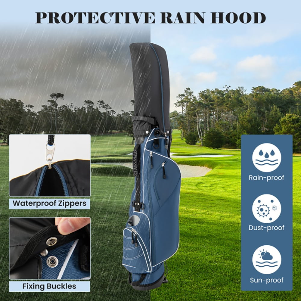 GVN Golf Stand Bag, Lightweight Golf Bag,Golf Stand Cart Bag with 4 Way Divider Carry Organizer Pockets-Blue