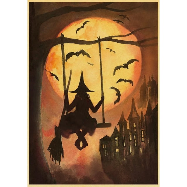 Póster de bruja de cocina Retro, impresiones de papel Kraft, carteles Vintage, decoración para el hogar, habitación, Bar, cafetería, arte estético, pintura de pared