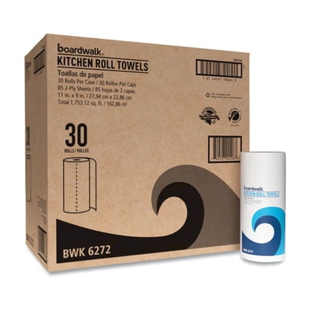 Boardwalk 6272 Paper Towel Rolls- Perforated- 2-Ply- White- 85 Sheets/Roll- 30/Carton