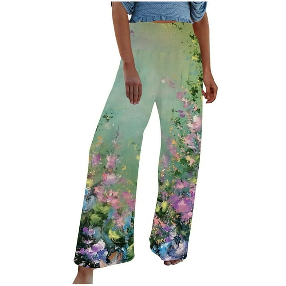 Honeeladyy Wide Leg Pants for Women,Women's Comfortable Printed High Waist Leisure Pants Sweatpants Yoga Pants