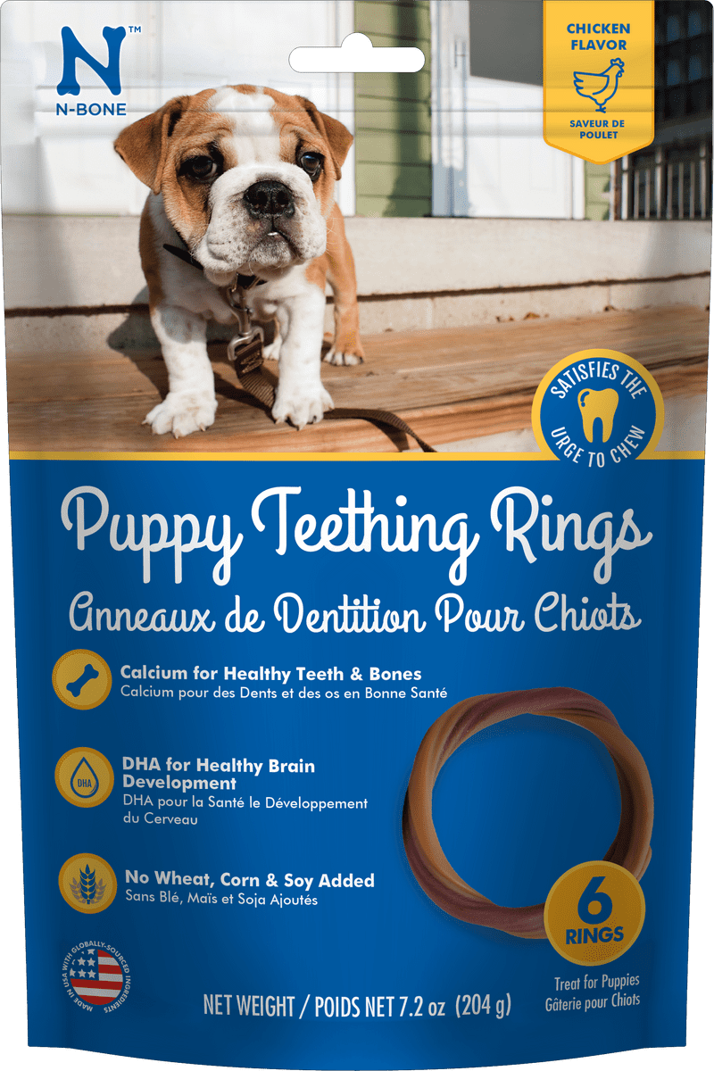 N-Bone Dental Treat Puppy Teething Rings Chicken 6pk 7.2 oz