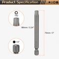 thumbnail image 2 of Uxcell 3pcs T40 Torx Head Screwdriver Bit 1/4" Hex Shank 3" (75mm) Long Magnetic No Hole Tip 6 Point Star Screw Driver, 2 of 7