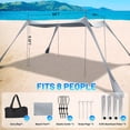 thumbnail image 2 of Family Beach Tent Canopy Sun Shade, Pop Up Grande Beach Tent Sun Shelter Stability 4 Poles with Portable Carry Bag Outdoor Shade for Fishing Backyard Camping (Turquoise, 10x10FT 4Pole), 2 of 10