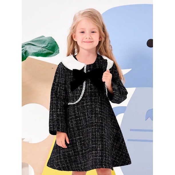 navy blue dress for baby girl Tweed Dress