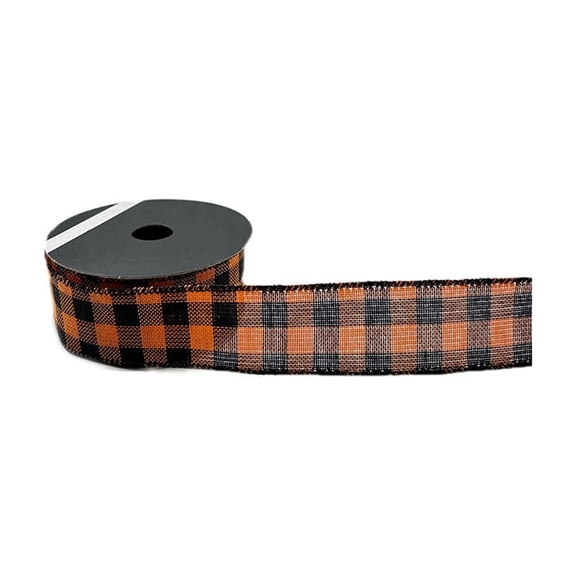Wooowa Halloween Cats Skull Plaid Ribbon Polyester 141.7x1.5 Inch for Gift Wrapping Wreath Holiday Party Supply