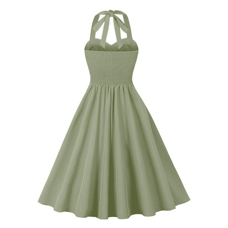 slim fit dress slacks Polkadot green linen swing dress 1950s inspired – heartmycloset