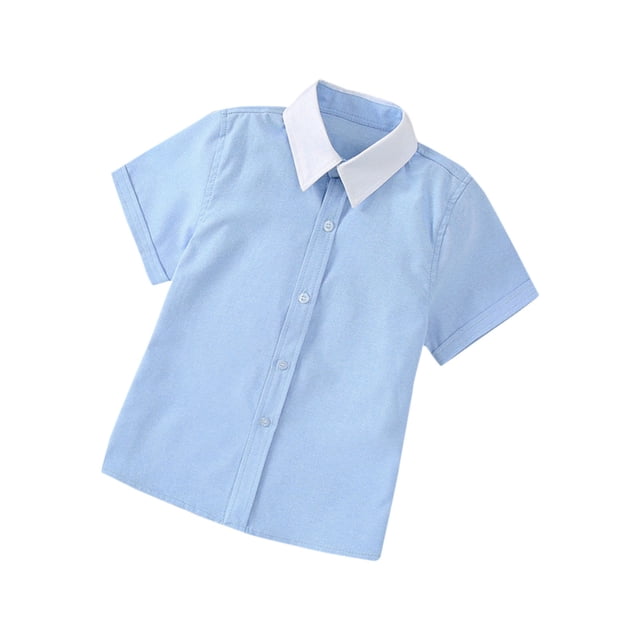 Zpanxa T-Shirts pour Tout-Petites Filles à Pois Col Rabattu Manches Courtes Chemise Décontractée en Coton 5 Ans