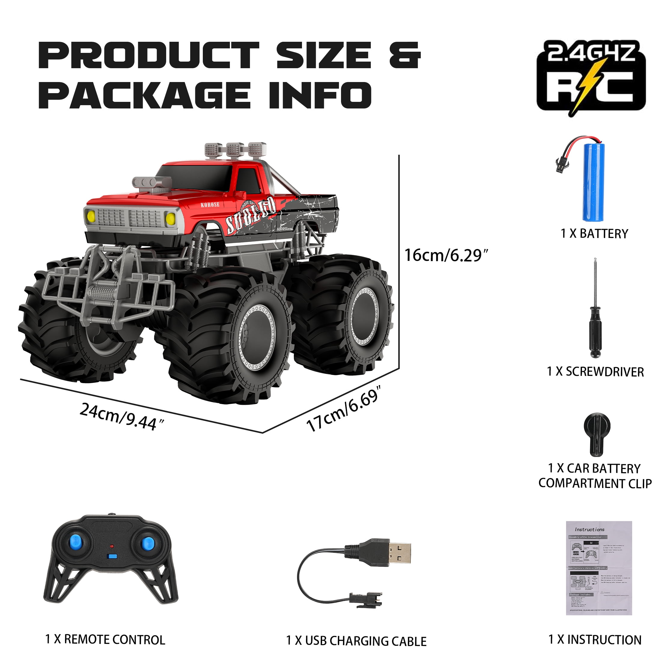 Amphibious RC Car 2.4GHz 1:16 All Terrain Waterproof Monster Truck & Boat for Kids, Perfect Christmas Gift for Boys Girls
